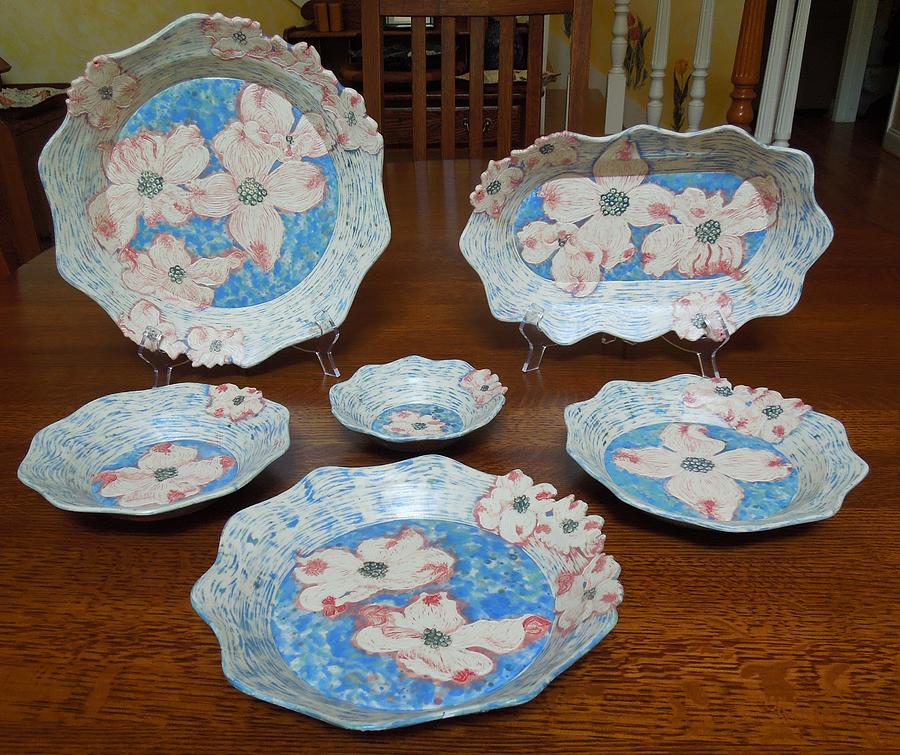 Blossoming Dogwood dinnerware Ceramic Art by Annelle Woggon - Fine Art ...