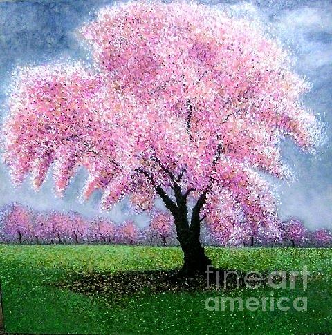 Blossoming into Spring Painting by Marie-Line Vasseur