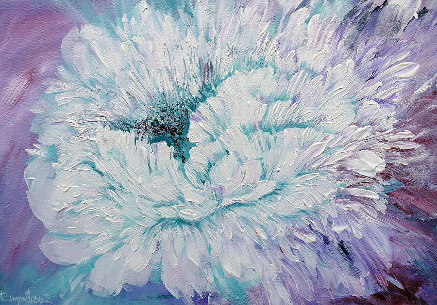 White Flower Painting - Blossoming Peony by Irina Rumyantseva