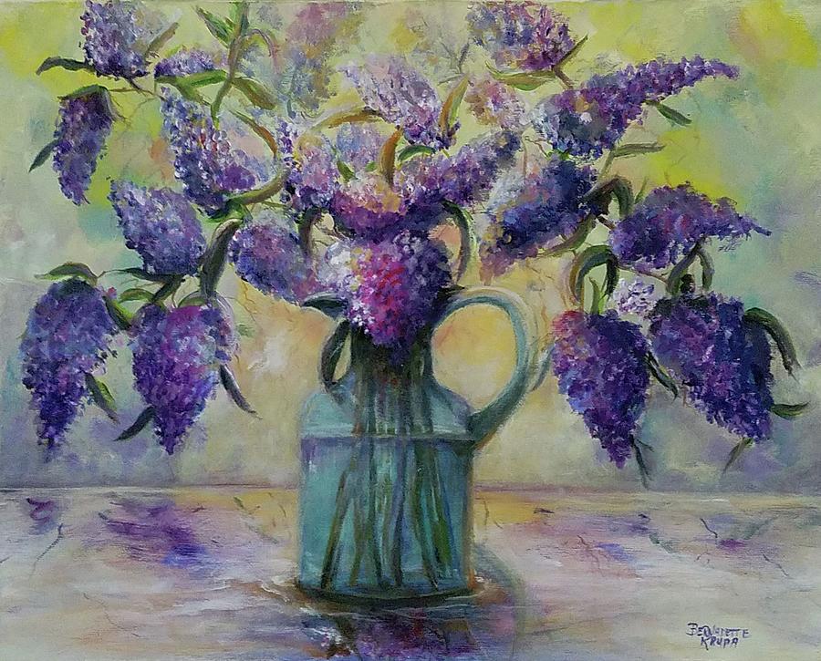 Blossoming Purple Lilacs I  Painting by Bernadette Krupa