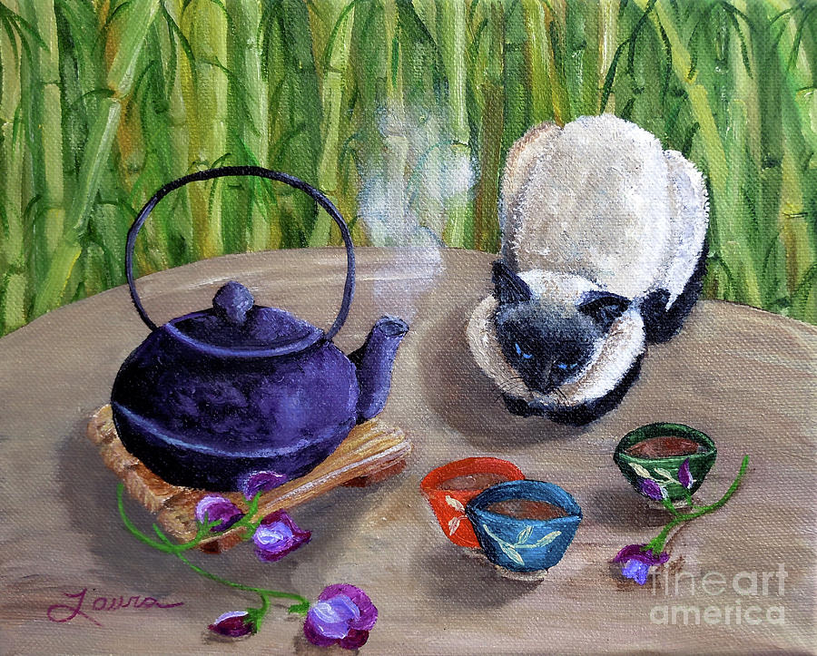 Blossoms and Bamboo Painting by Laura Iverson