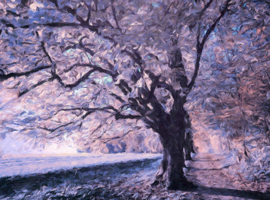 Magical Landscape Painting - Blossoms In Winter by Georgiana Romanovna