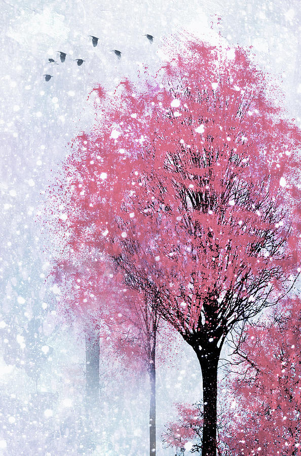 Blossoms In Winter Wall Art Mixed Media by Georgiana Romanovna