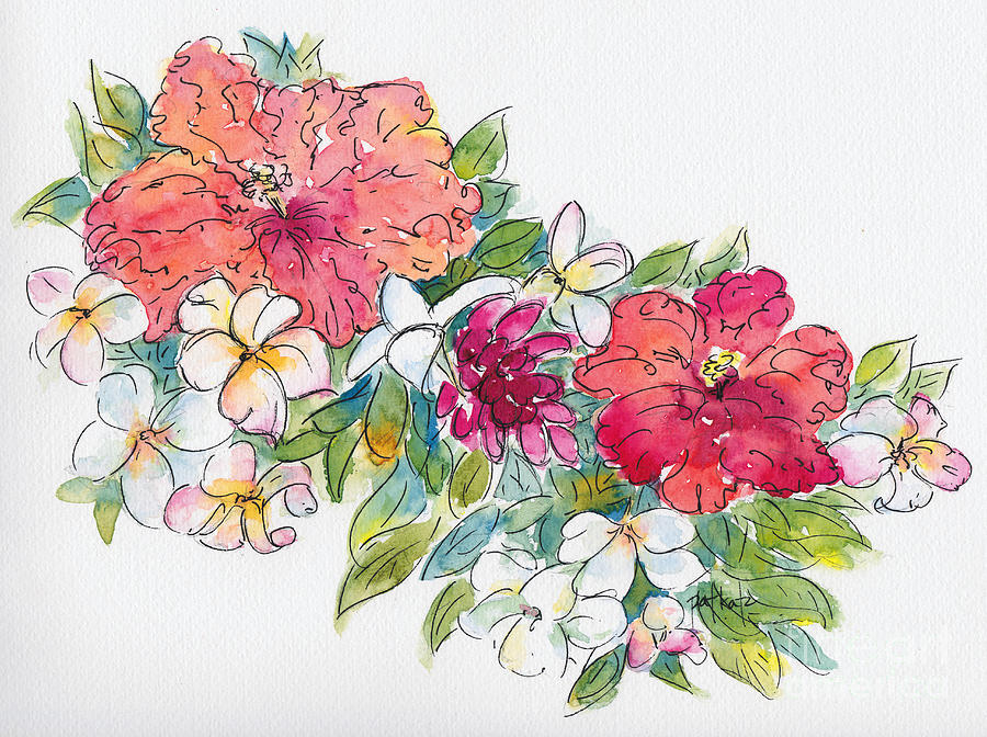 Blossoms of French Polynesia Painting by Pat Katz