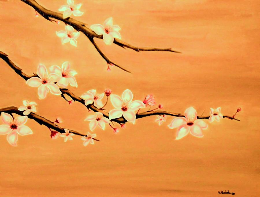 Blossoms on a Branch Painting by Victoria Rhodehouse