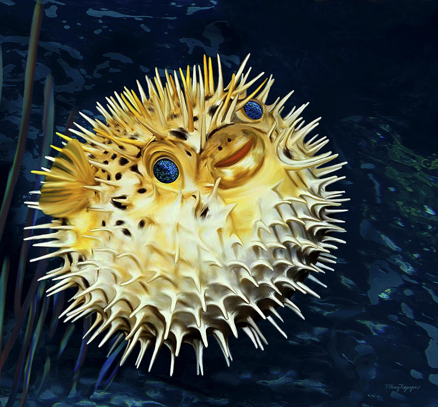 Blowfish Digital Art by Thanh Thuy Nguyen