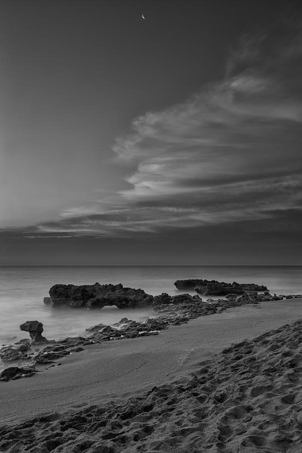 Nature Photograph - Blowing Rocks Black and White Sunrise by Andres Leon