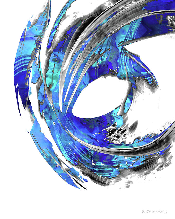 Blue Abstract Art - Swirling 3 - Sharon Cummings Painting by Sharon Cummings