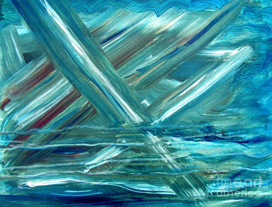 Blue Abstract Painting by Nancy Rucker