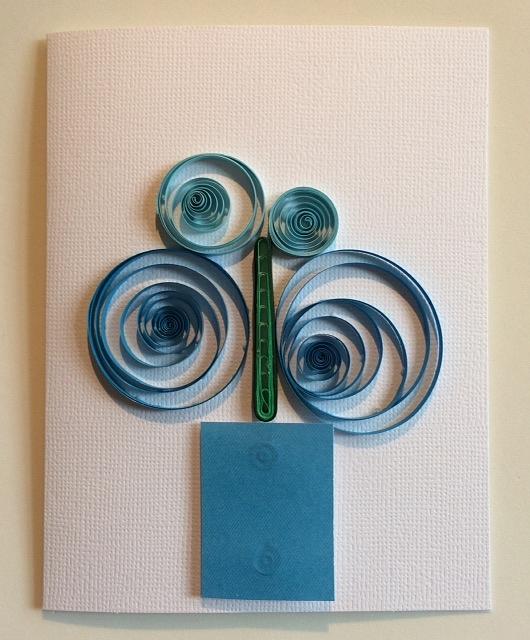 Flower Mixed Media - Blue abstract quilled greeting card by Gay Dallek