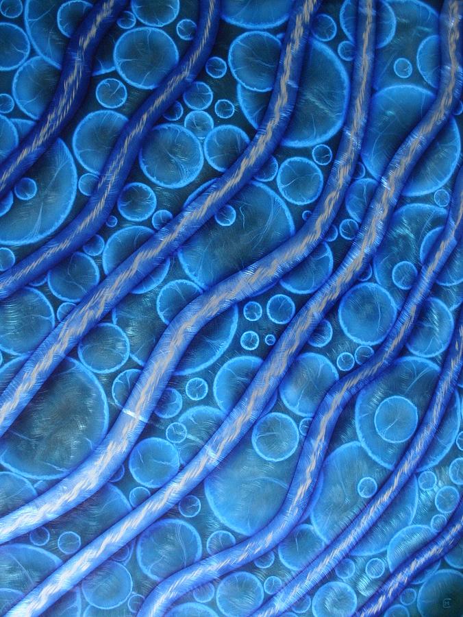 Blue Abstract Tubes Mixed Media by Chris Macri