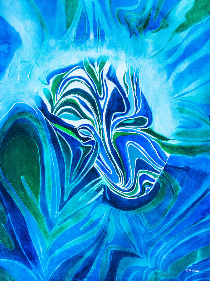 Blue Mask Painting by Vickie Myers