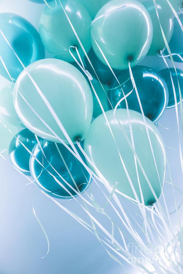 Blue air ballons background Photograph by Anna Om