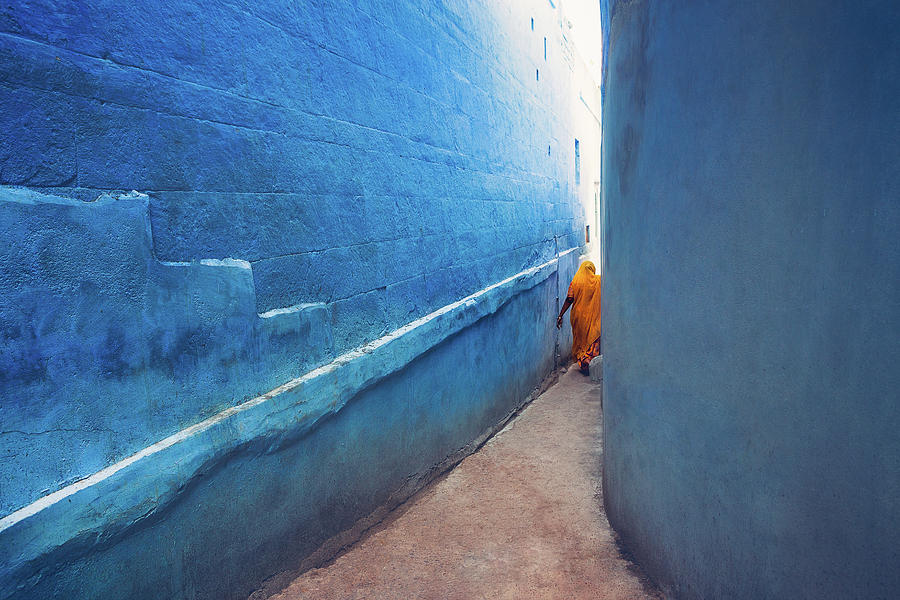 India Photograph - Blue Alleyway by Marji Lang India Photograph - Blue Alleyway by Marji Lang