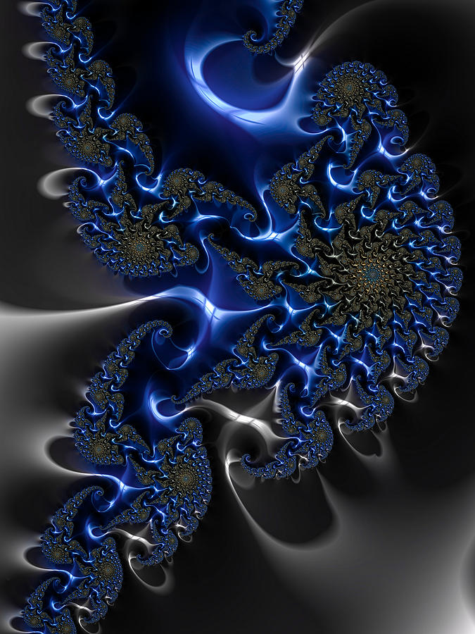 Blue and black decorative fractal math art Digital Art by Matthias Hauser
