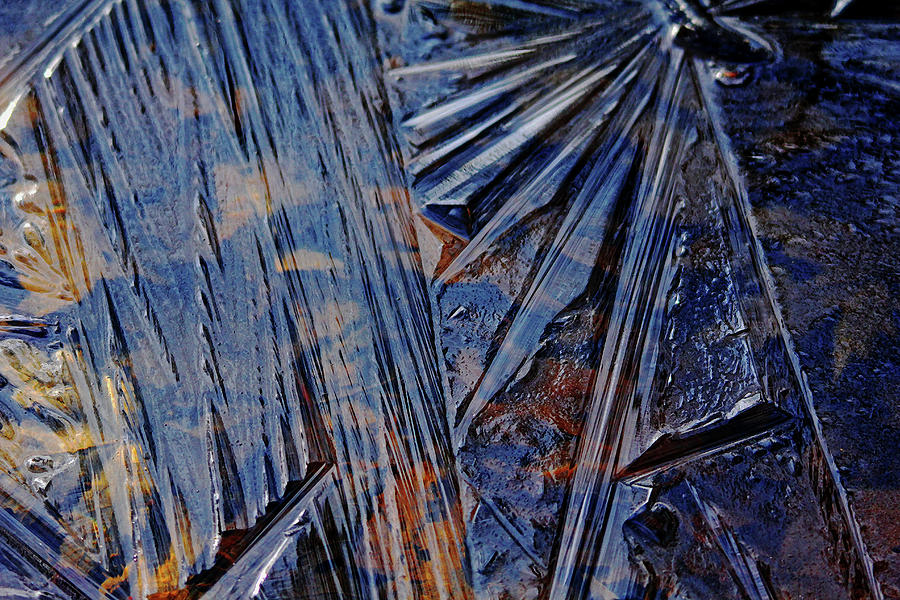 Blue And Brown Ice Design Photograph