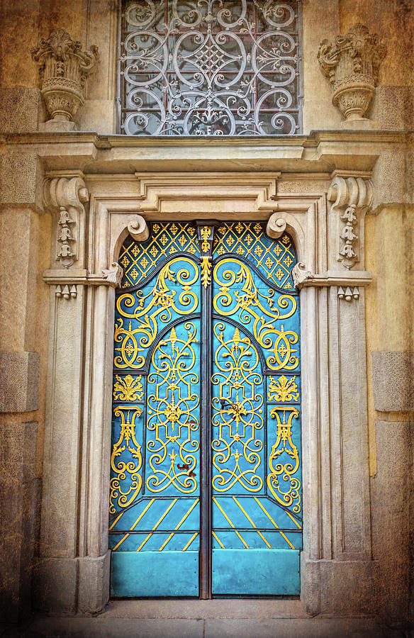 Blue and Gold Door University of Wroclaw Poland  Photograph by Carol Japp