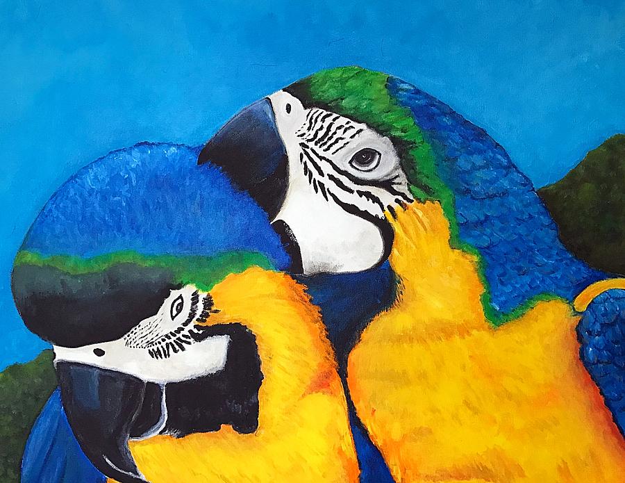 Blue And Gold Macaw Couple Painting
