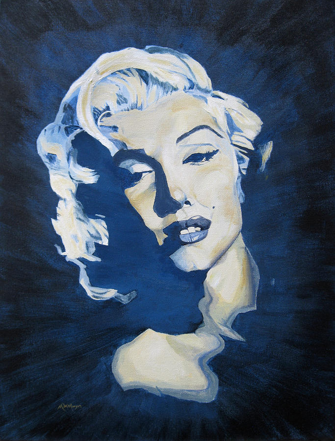 Blue and Gold Marilyn Painting by Michael Morgan