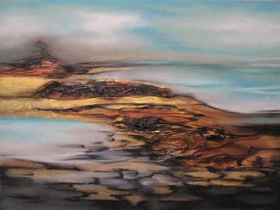 Landscape Painting - Blue And Gold by Olga Dmytrenko Landscape Painting - Blue And Gold by Olga Dmytrenko
