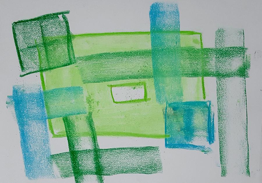 Blue and green Drawing by Hae Kim