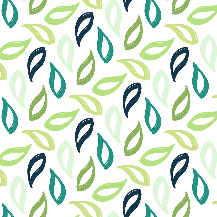 Blue And Green Leaf Pattern Digital Art by SharaLee Art - Fine Art America