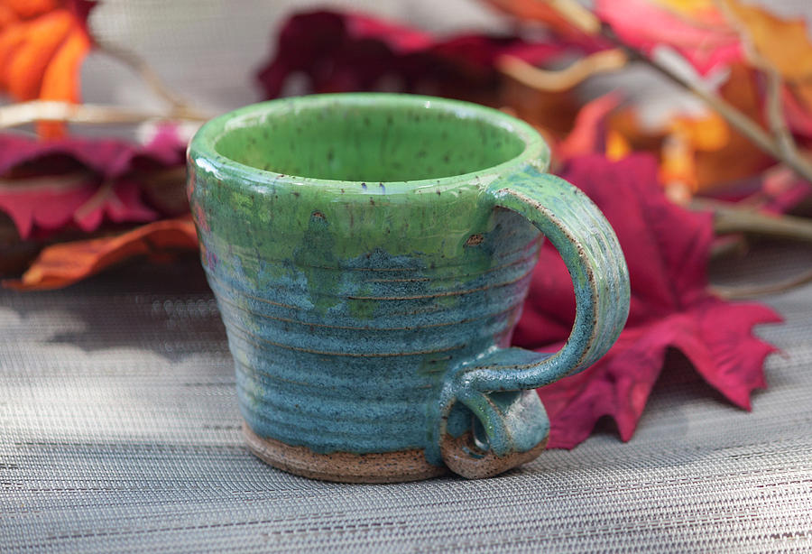 Blue and Green Mug Ceramic Art by Suzanne Gaff
