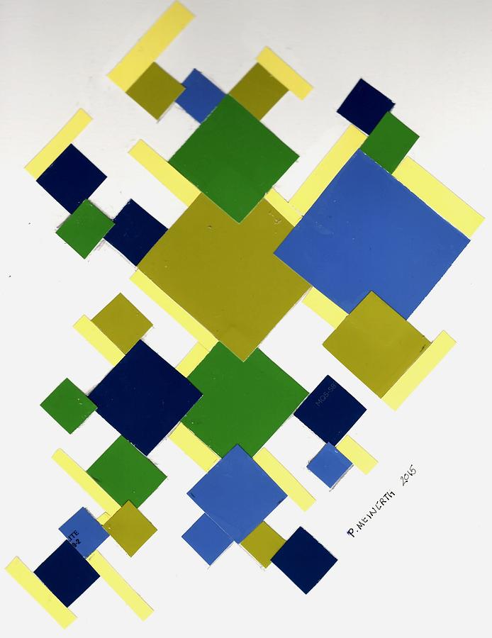 Blue and green squares Drawing by Paul Meinerth