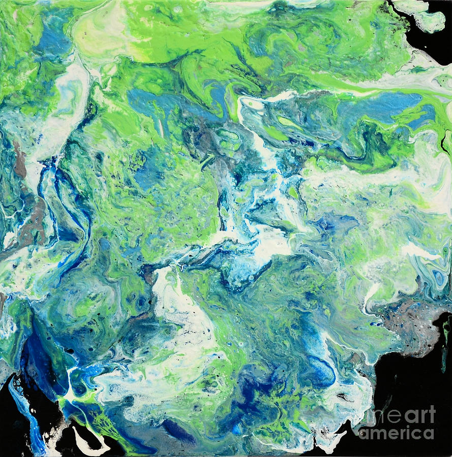 Blue and Green Vibrations Painting by Shelly Tschupp