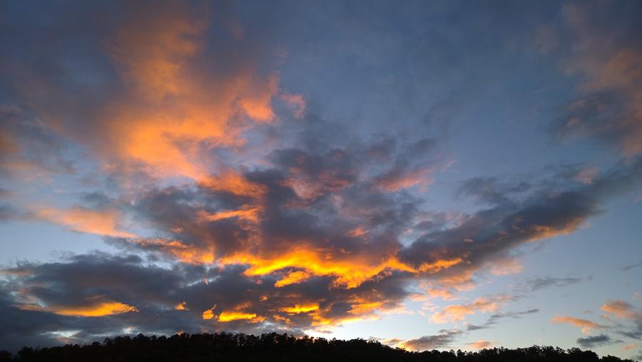 Blue and Orange Sunset over Blue Ridge Mountains Photograph by Kelly Hazel