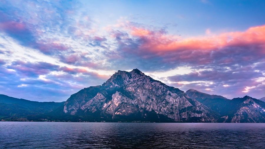 Blue and Pink. Traunsee sunset Photograph by Dmytro Korol