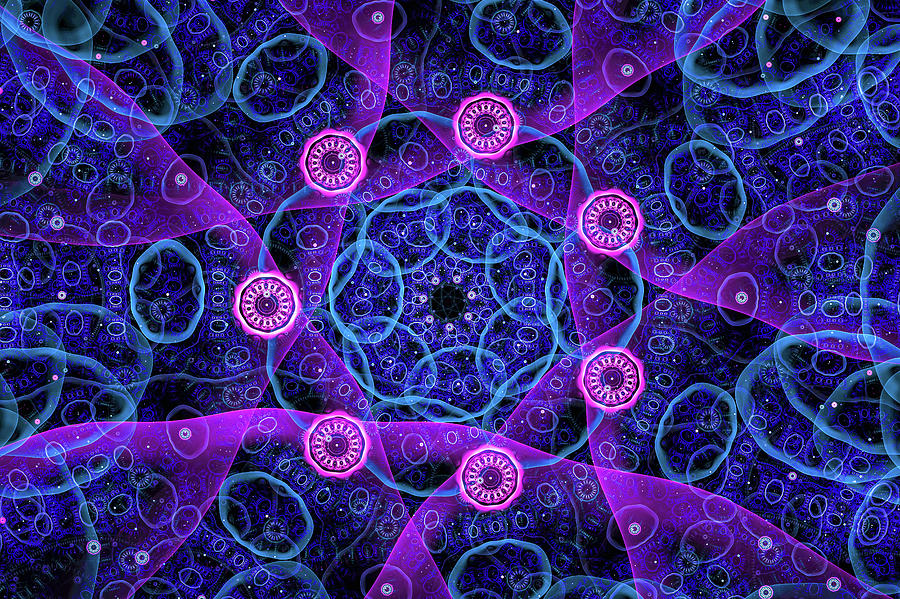Blue and purple Fractal Pattern Digital Art by Matthias Hauser