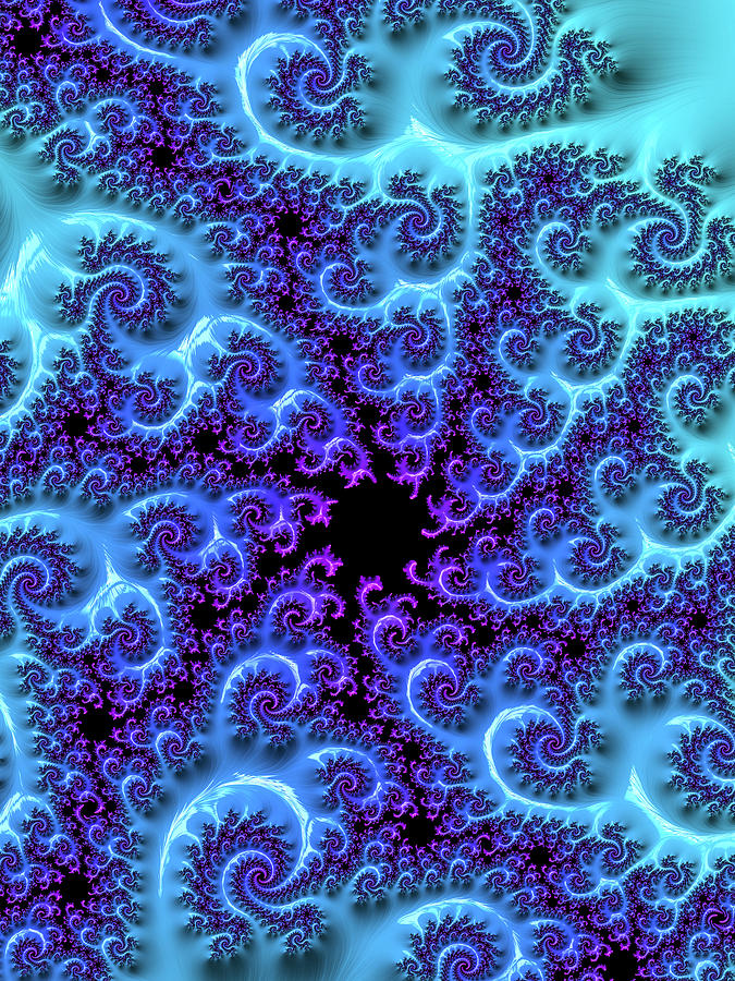 Blue and purple fractal swirls Digital Art by Matthias Hauser