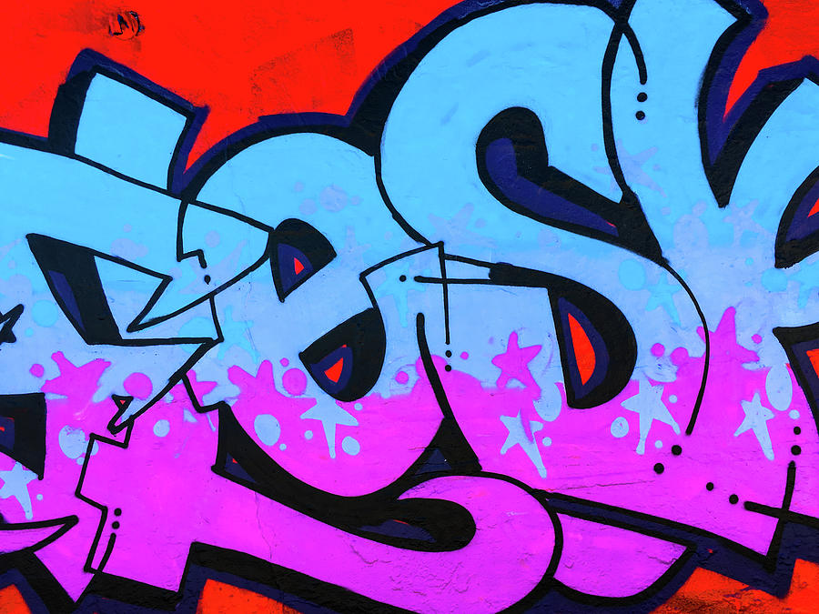Blue and Purple Lettering Urban Art Photograph by SR Green