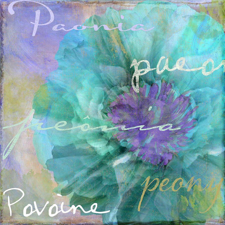 Blue and Purple Peony Painting by Mindy Sommers