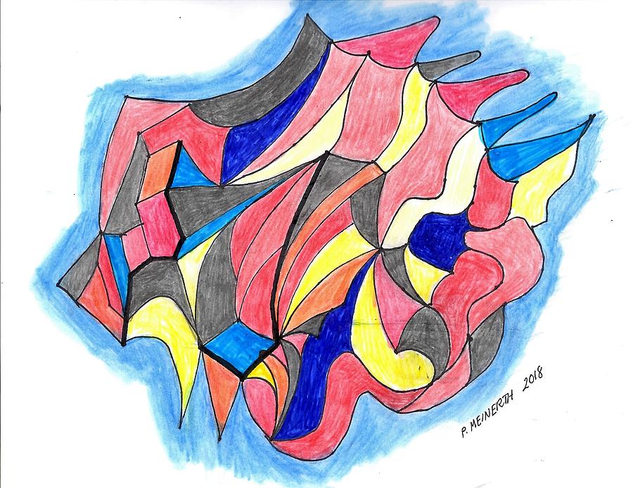 Blue and red Drawing by Paul Meinerth