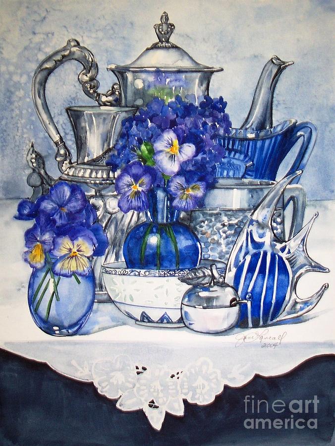 Blue and Silver Painting by Jane Loveall