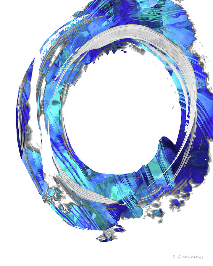 Abstract Painting - Blue and White Abstract - Swirling 1 - Sharon Cummings by Sharon Cummings