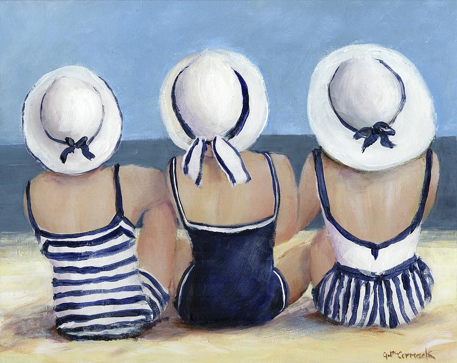 Blue and White at the Beach Painting by Gail McCormack