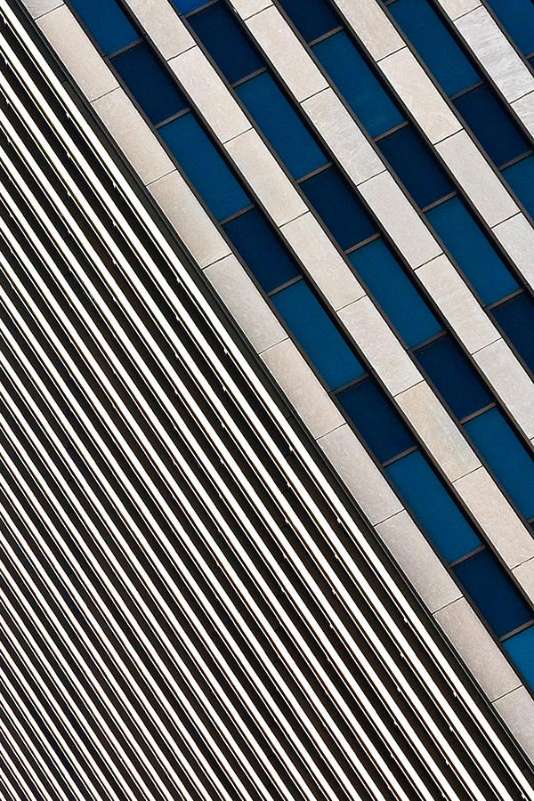 Cincinnati Photograph - Blue and White Diagonals by Keith Allen