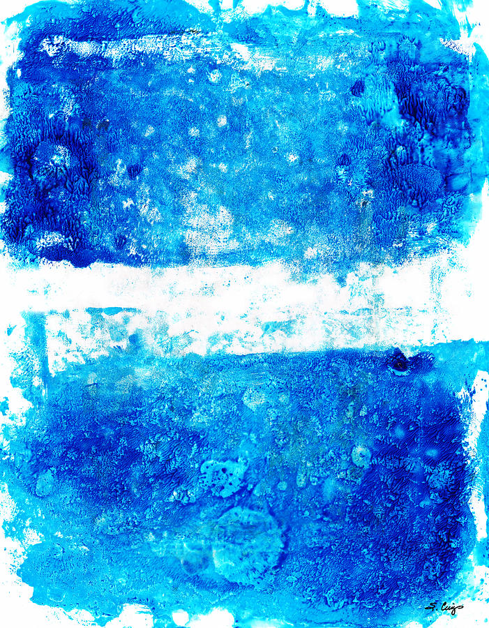 Blue And White Modern Art - Two Pools 2 - Sharon Cummings Painting by Sharon Cummings