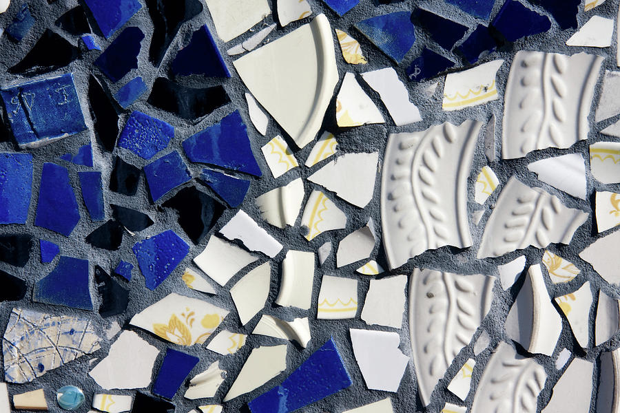 Blue and White Mosaic Tiles Photograph by Jill Lang