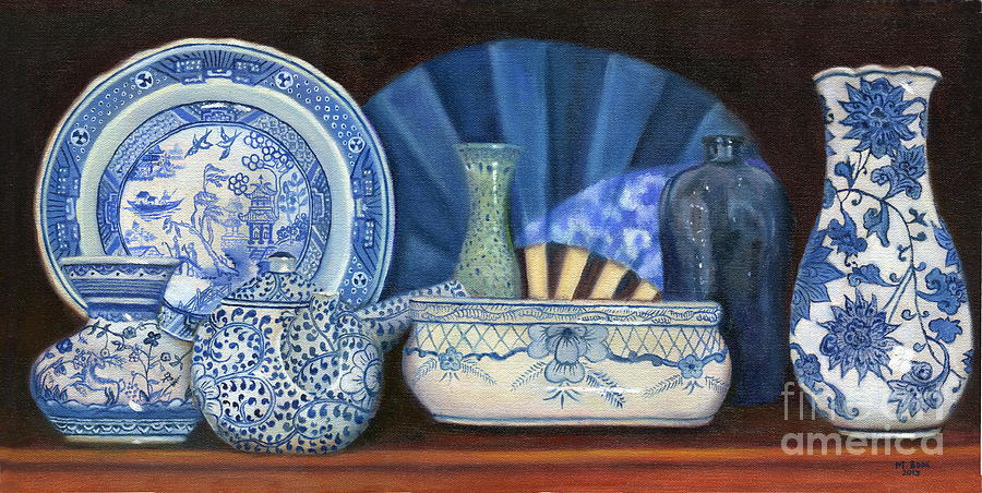 Blue and White Porcelain Ware Painting by Marlene Book