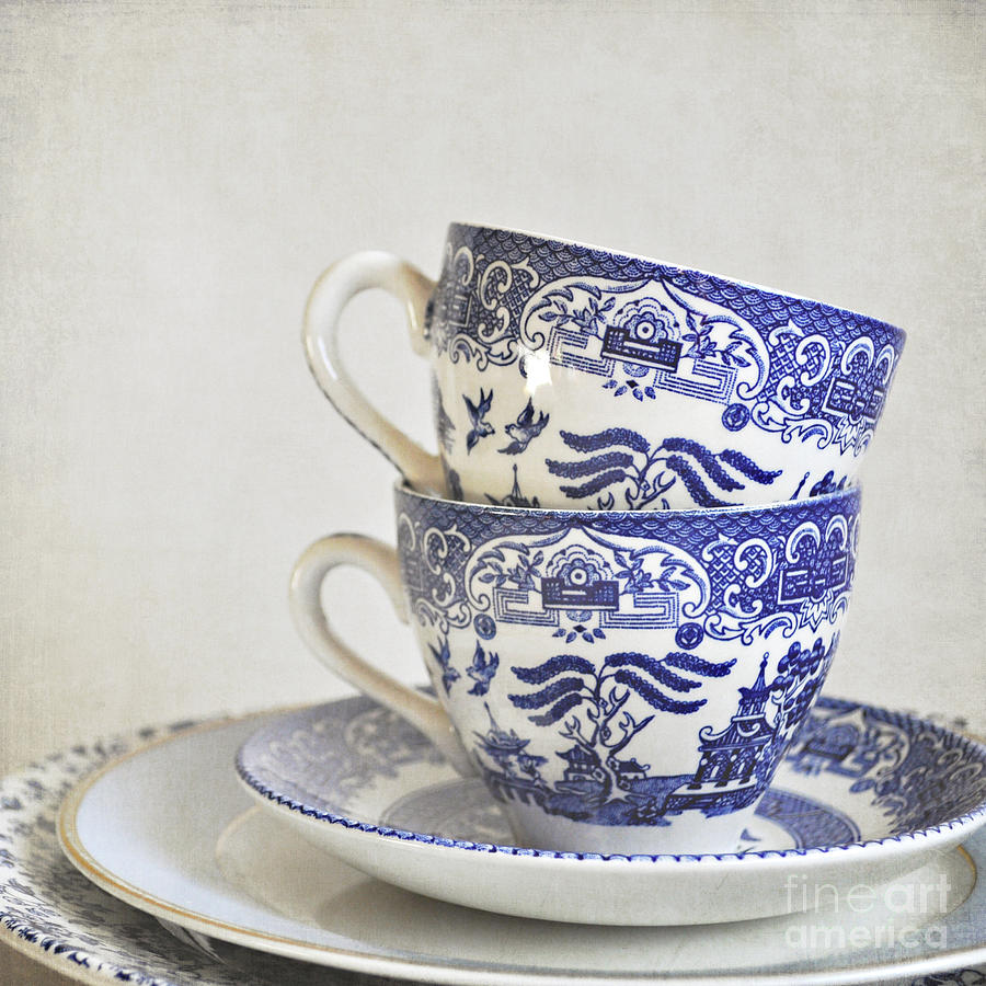 Blue and white stacked china. Photograph by Lyn Randle