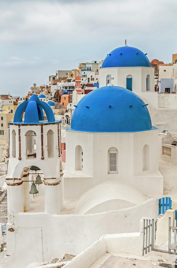 Blue and white churches-Santorini Photograph by Usha Peddamatham