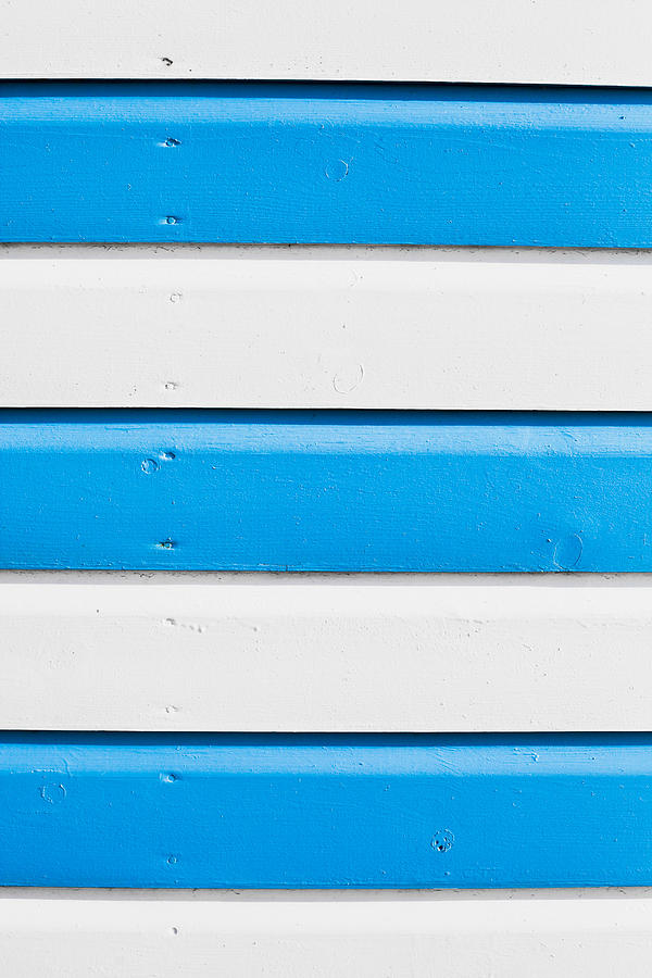 Abstract Photograph - Blue and white wood by Tom Gowanlock