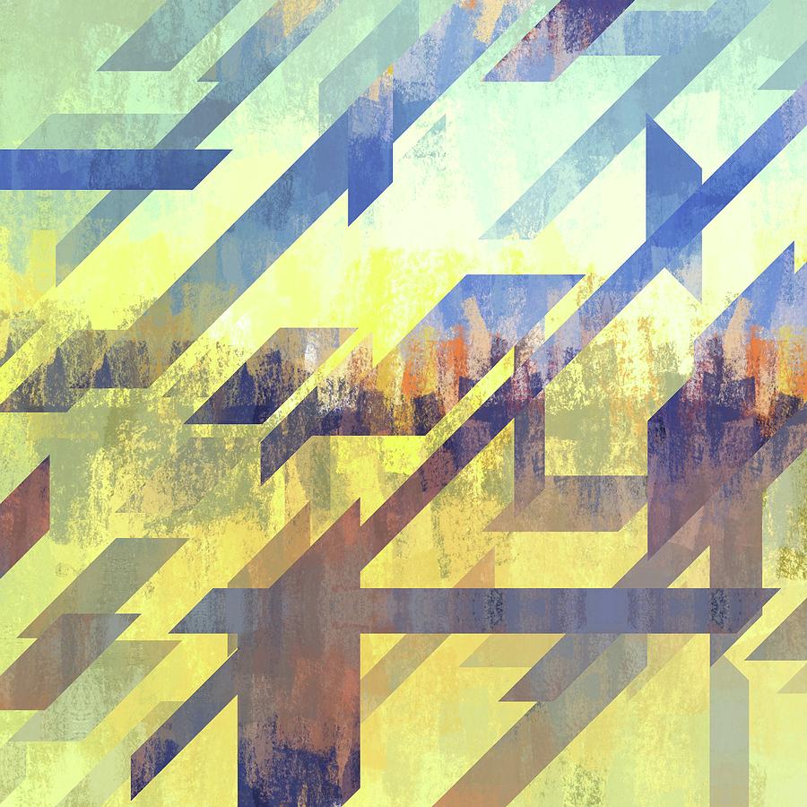 Blue and Yellow Abstract Shapes Digital Art by Brandi Fitzgerald Pixels