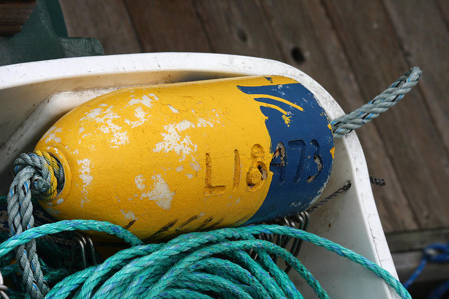 Blue and Yellow Buoy Photograph by Art Block Collections