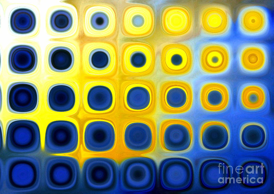 Abstract Blue and Yellow Circles  B Digital Art by Patty Vicknair