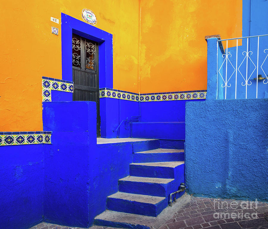 Architecture Photograph - Blue and Yellow House by Inge Johnsson